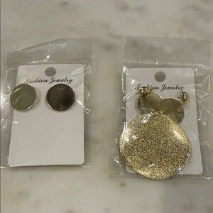 Set of 2 Gold-Tone Fashion Earrings Set